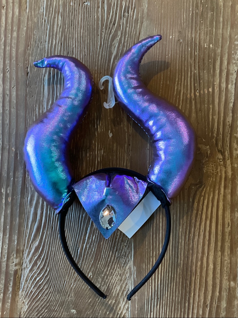 Disney Shimmering Purple and Teal Horn Headband with Jewel
